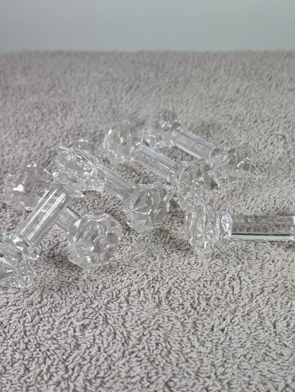 Vintage Faceted Glass Dumbbell-Shape Knife Rests Set Of Six